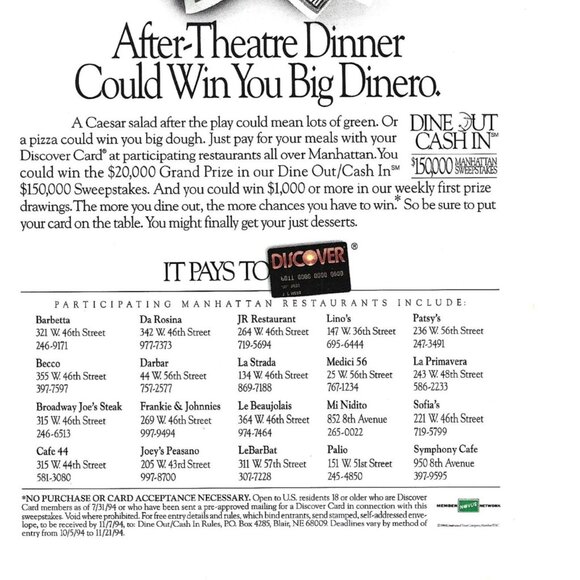 It Pays to Discover Credit Card Advertisement 1990s  Vintage Print Ad - Picture 2 of 4
